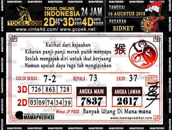 Prediksi Togel Akurat Sidney 16 Agustus 2018 Togel 609 Prediksi Togel Akurat Sidney 16 Agustus 2018 Togel 609