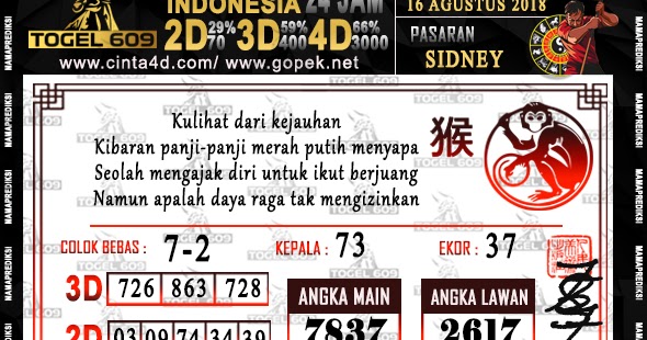 Prediksi Togel Akurat Sidney 16 Agustus 2018 Togel 609
