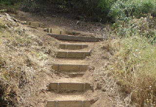 steps dug into slope