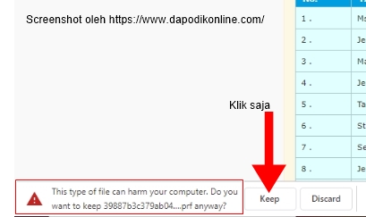 Klik keep pada this type of file can harm your computer. do you want to keep anyway