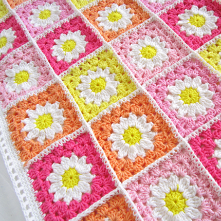 Crochet Daisy Flower Square Blanket Tutorial 