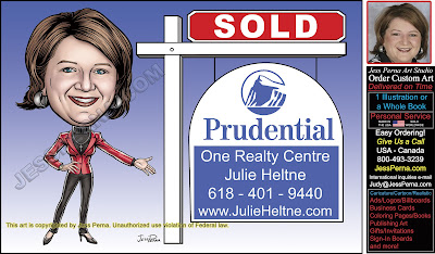 Prudential Yard Sold Sign Business Card Caricatures