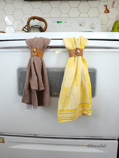 Leather Towel Holder for Kitchen or Bathroom - Sisters, What!