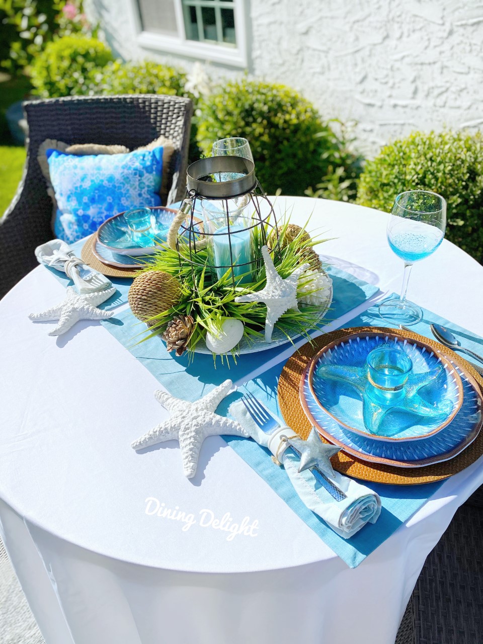 Dining Delight Backyard Beach Tablescape for Two