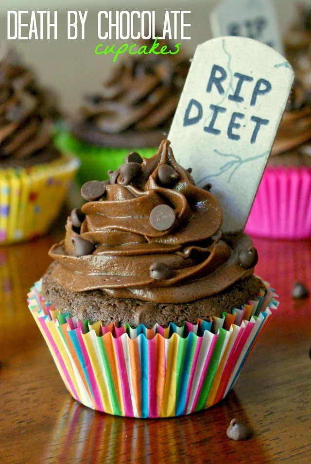 Death by Chocolate Cupcakes with Chocolate Cream Cheese Frosting