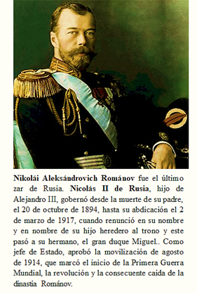 el último zar de Rusia. Nicolás II Taller la revolucion rusa