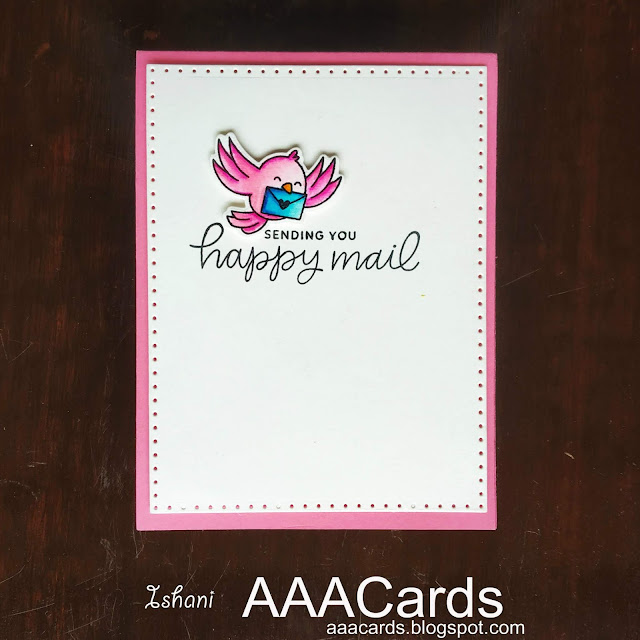 Pretty Pink Posh happy mail, AAA Cards, Zig clean colour brush pens, CAS card, Quillish, Sizzix framelits