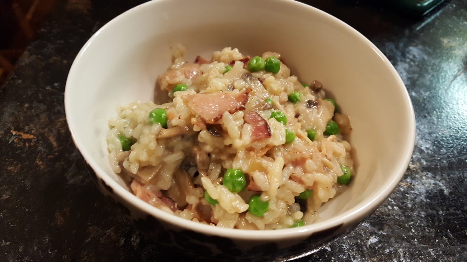 Cook with Sara Bacon Risotto with Mushrooms and Peas {Instant Pot}
