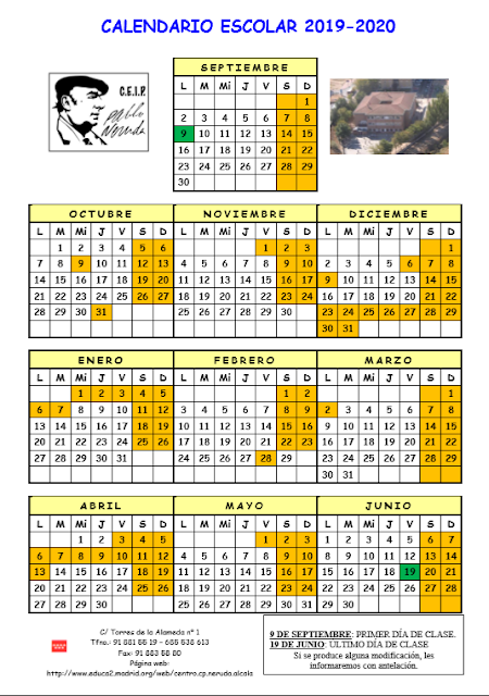  calendario 2019/2020