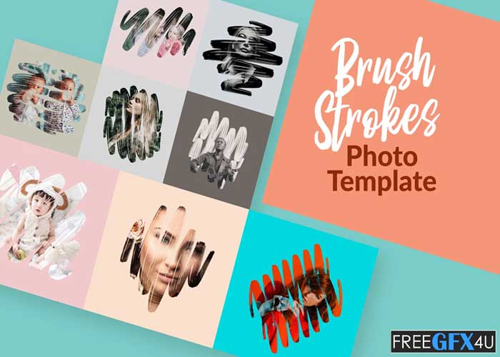 CreativeMarket - Brush Strokes Photo Templates Brush Strokes Photo Templates