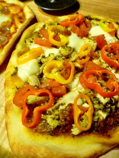 Naan Pizzas are the perfect individual pizza for a party!  The Pest Chicken Pizza version is the bomb!  Slice of Southern