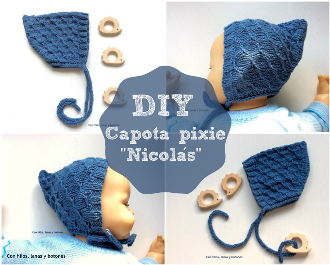 Con hilos, lanas y botones: DIY Capota pixie de punto para bebé (patrón gratis)