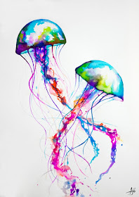 05-Jellyfish-Marc-Allante-Wild-Animal-Paintings-with-a-Splash-of-Color-www-designstack-co