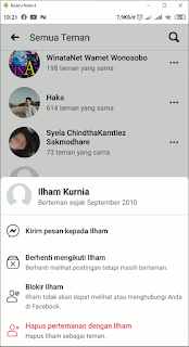 Cara Menghapus Teman Facebook di android