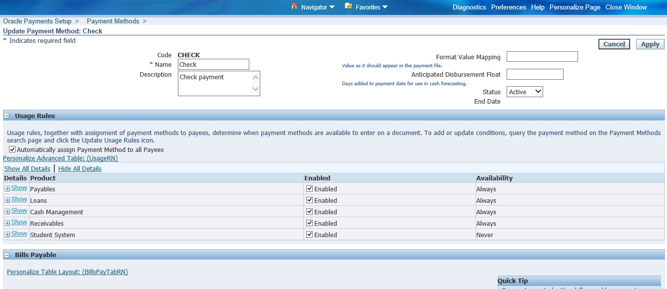 Oracle Application's Blog How to Create the Payment method in Oracle