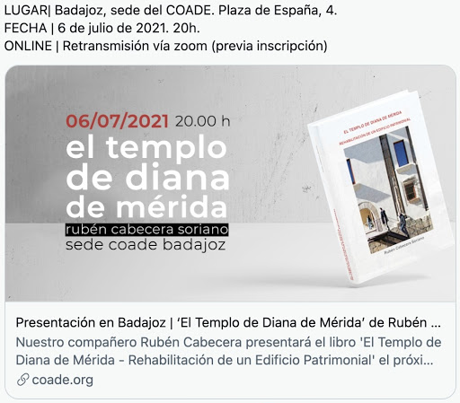 PRESENTACIÓN EN BADAJOZ DEL LIBRO "EL TEMPLO DE DIANA DE MÉRIDA"