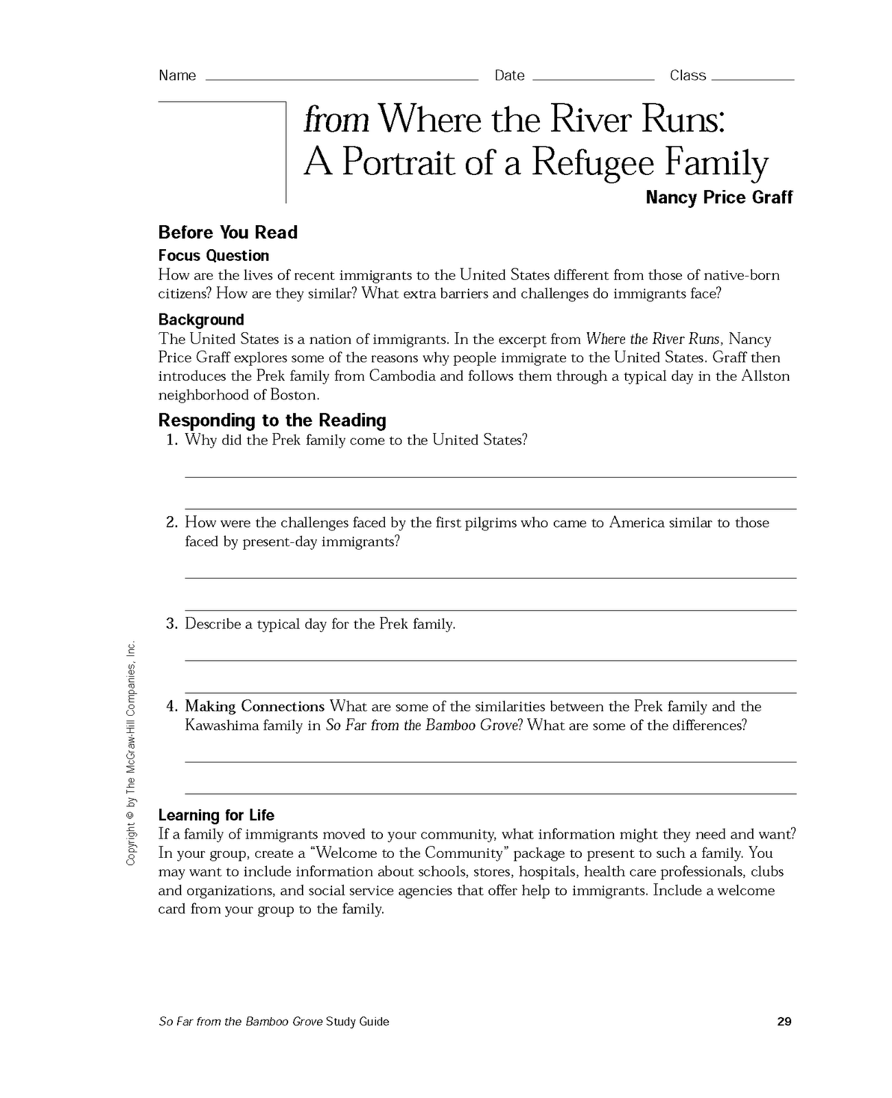 mochi thinking Study Guide for So Far from the Bamboo Grove