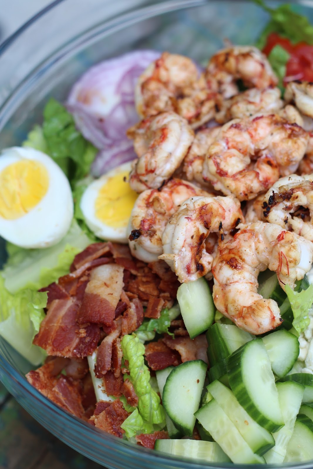 Grilled Shrimp Chopped Salad with Creamy Avocado Dressing Olive and Tate