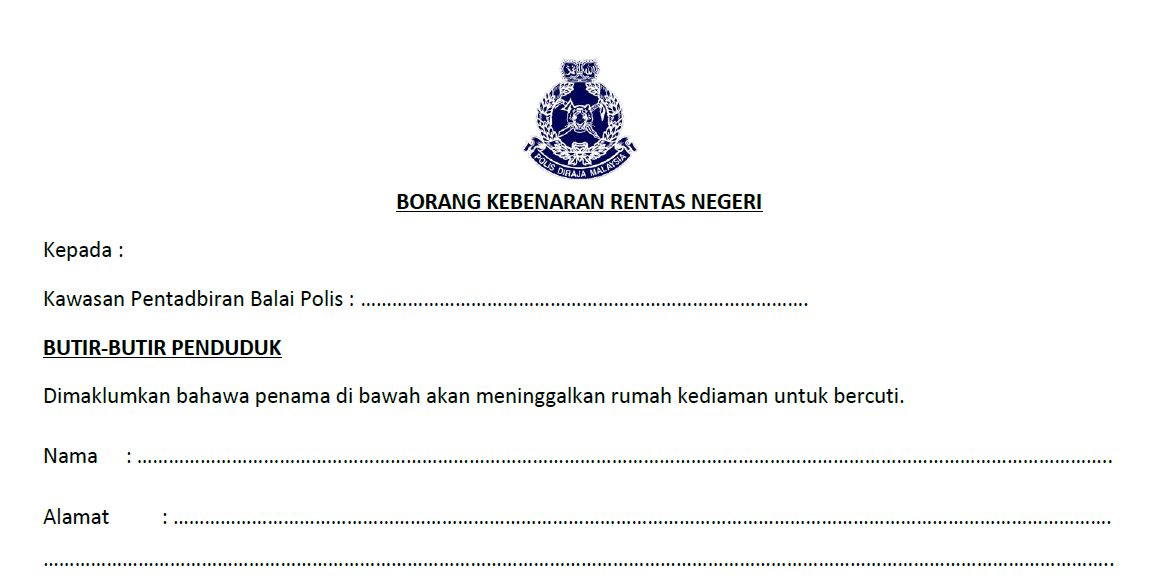 Surat pergerakan rentas negeri