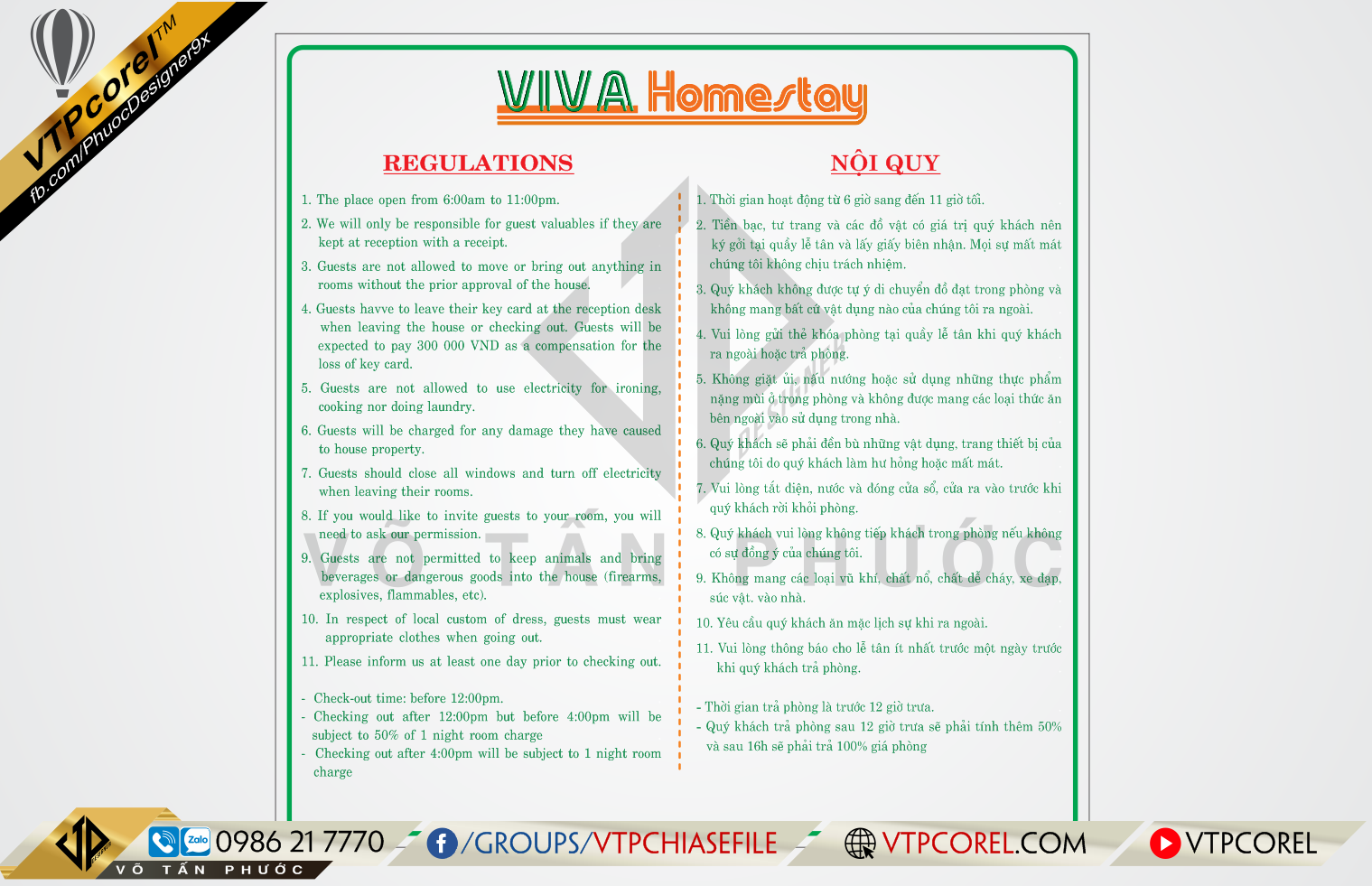 Share File Nội Quy/Regulations VIlla Homestay Nhà Nghỉ CDR12 ...