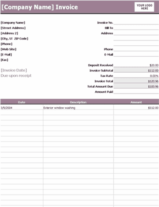 Invoice For Deposit Example Invoice Template