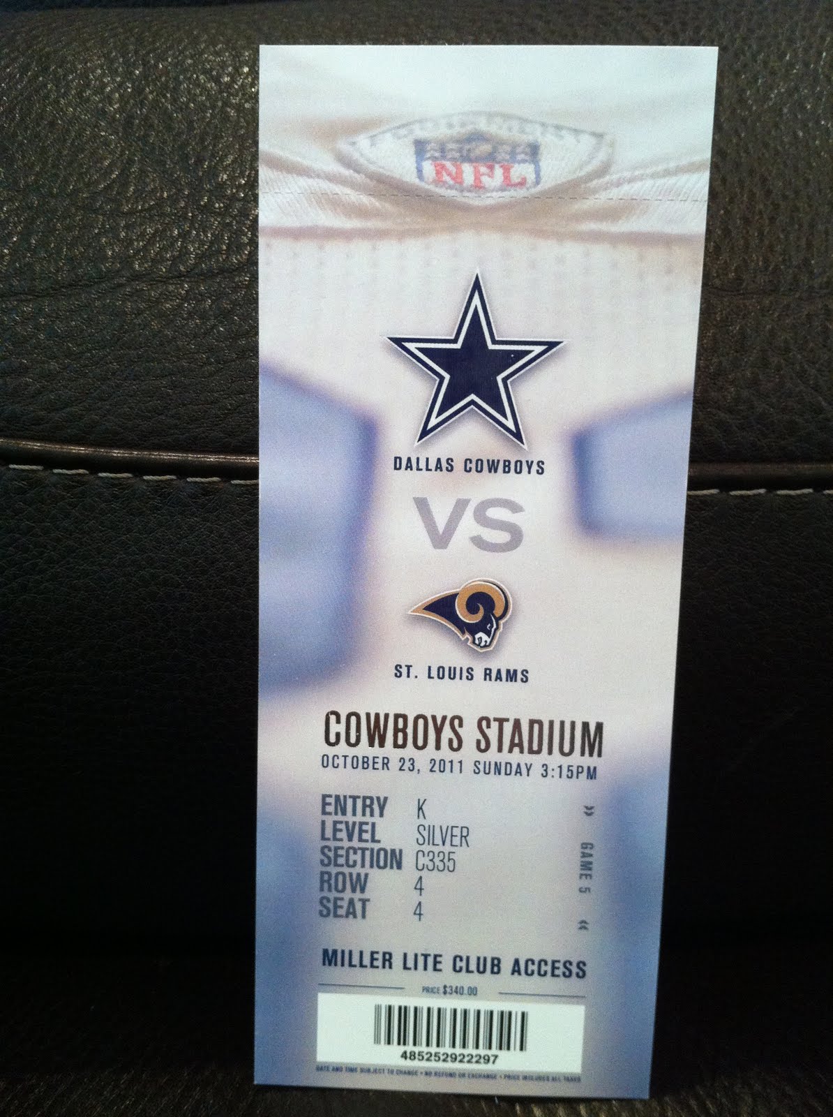 Ticket Stubs Dallas Cowboys vs. St. Louis Rams