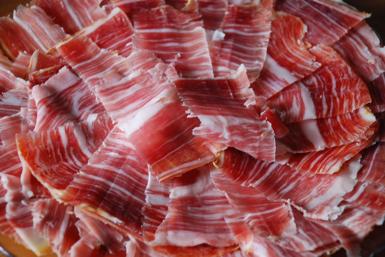 Tipical image in the Iberian Ham, with fat very mixed with the muscle fiber.