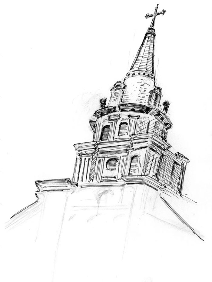 Les dessins de Daniel Le clocher de l'Église SaintJeanBaptiste de