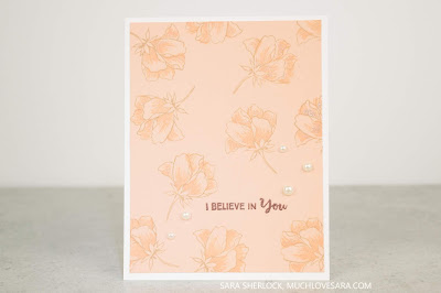 Simple tone on tone flowers scatter across the background of these fun Encouragement cards.  Using Altenew's Peony Bouquet, and My Favorite Thing's Anything-but-Basic Encouragement Stamp Set. 
