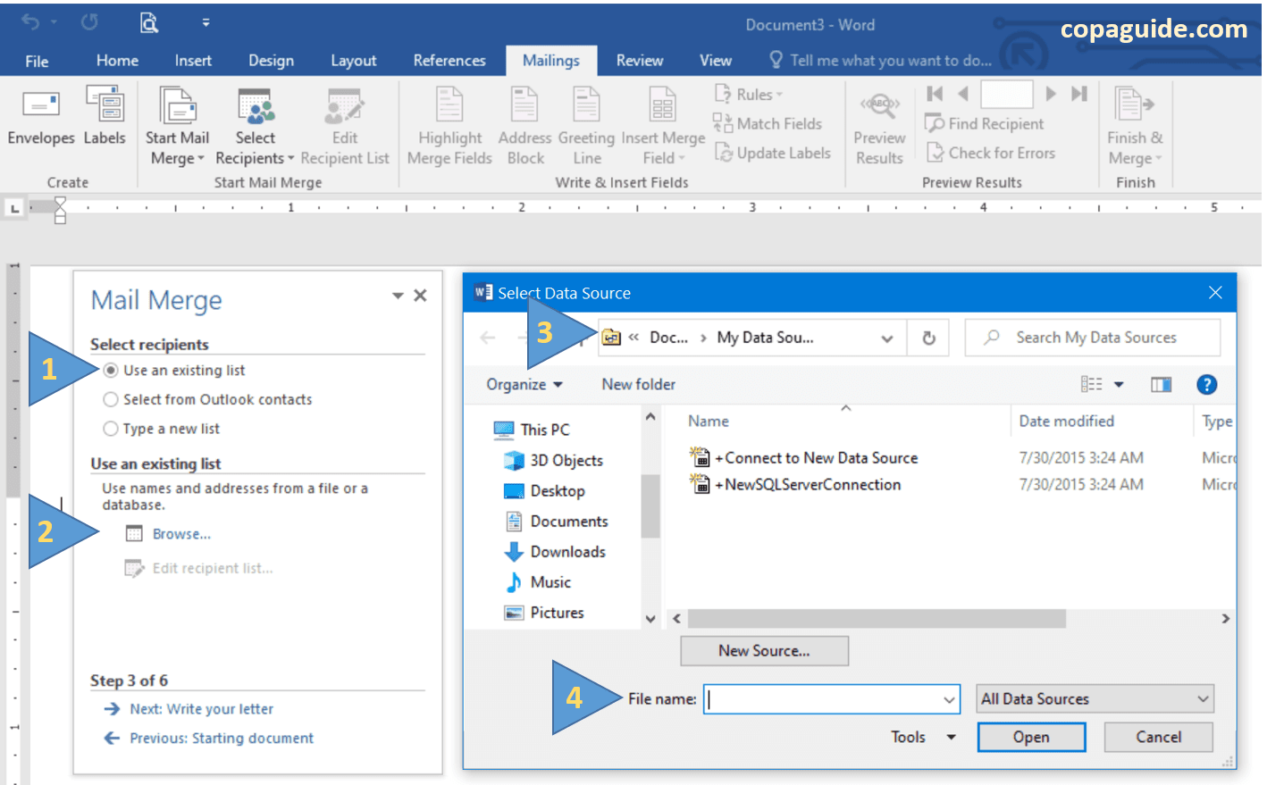 माइक्रोसॉफ्ट वर्ड – मेल मर्ज विज़ार्ड लिस्ट का उपयोग Mail Merge Wizard Use an existing list in MS-Word Hindi Notes