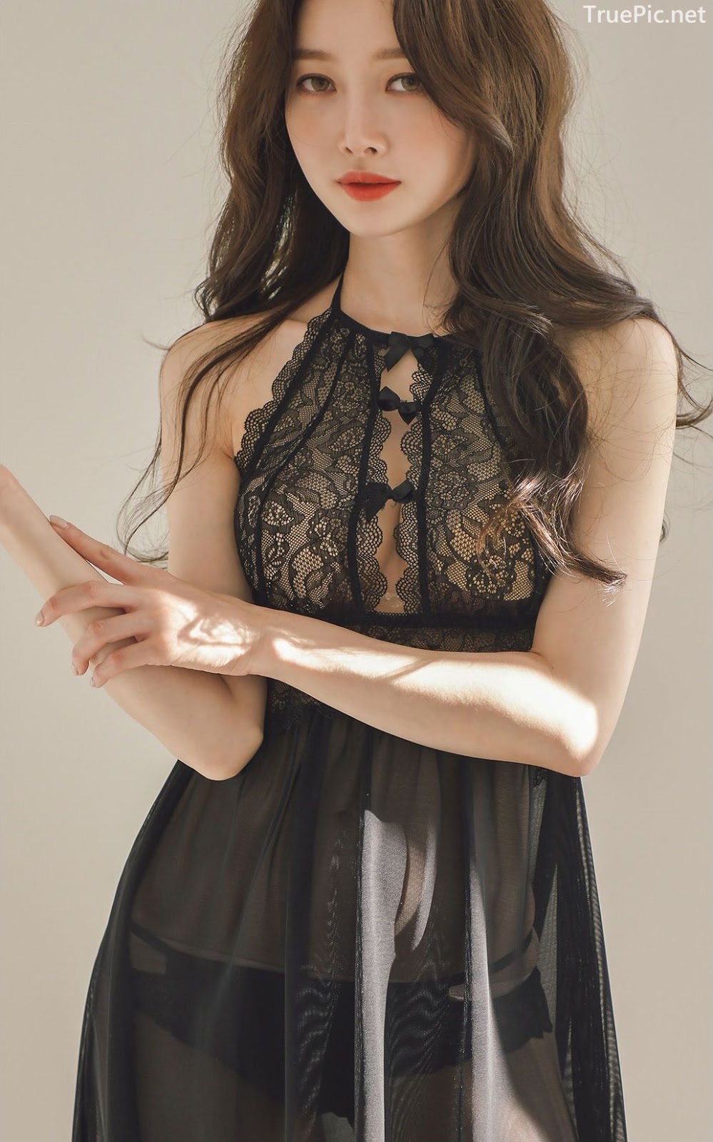Kim Hee Jeong - 2 Black Sleepwear Sets - Korean fashion and model - Picture 22