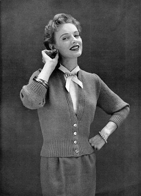 The Vintage Pattern Files: 1950s Free Knitting Pattern - Cardigan Sweater