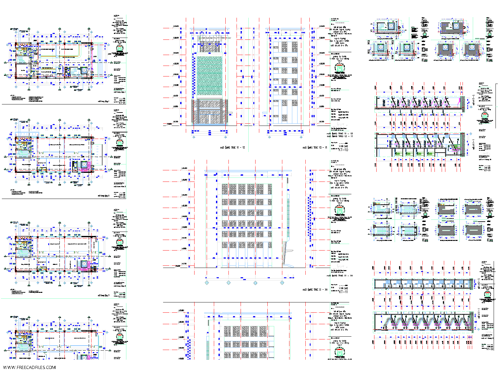 Bank Of Several Floors 3 Autocad Dwg