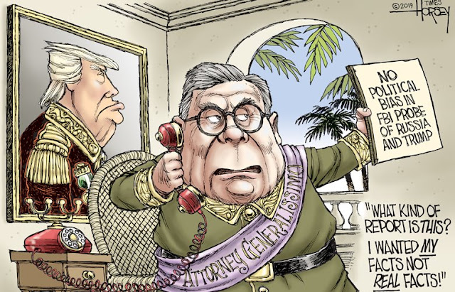 Bill Barr in banana-republic style uniform bearing a sash reading 