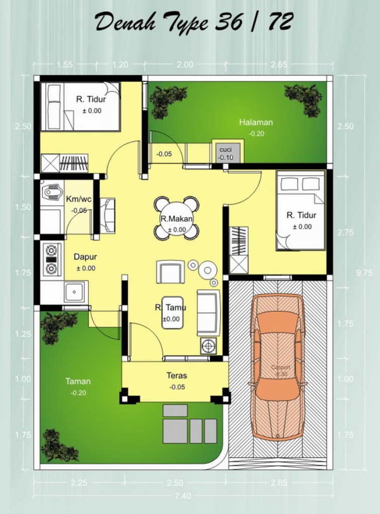 gambar denah rumah minimalis type 36 - desain gambar furniture rumah