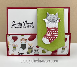 Stampin' Up! Sweet Little Stockings Santa Paws Christmas Card + Video ~ www.juliedavison.com #stampinup July-December 2021 Mini Catalog
