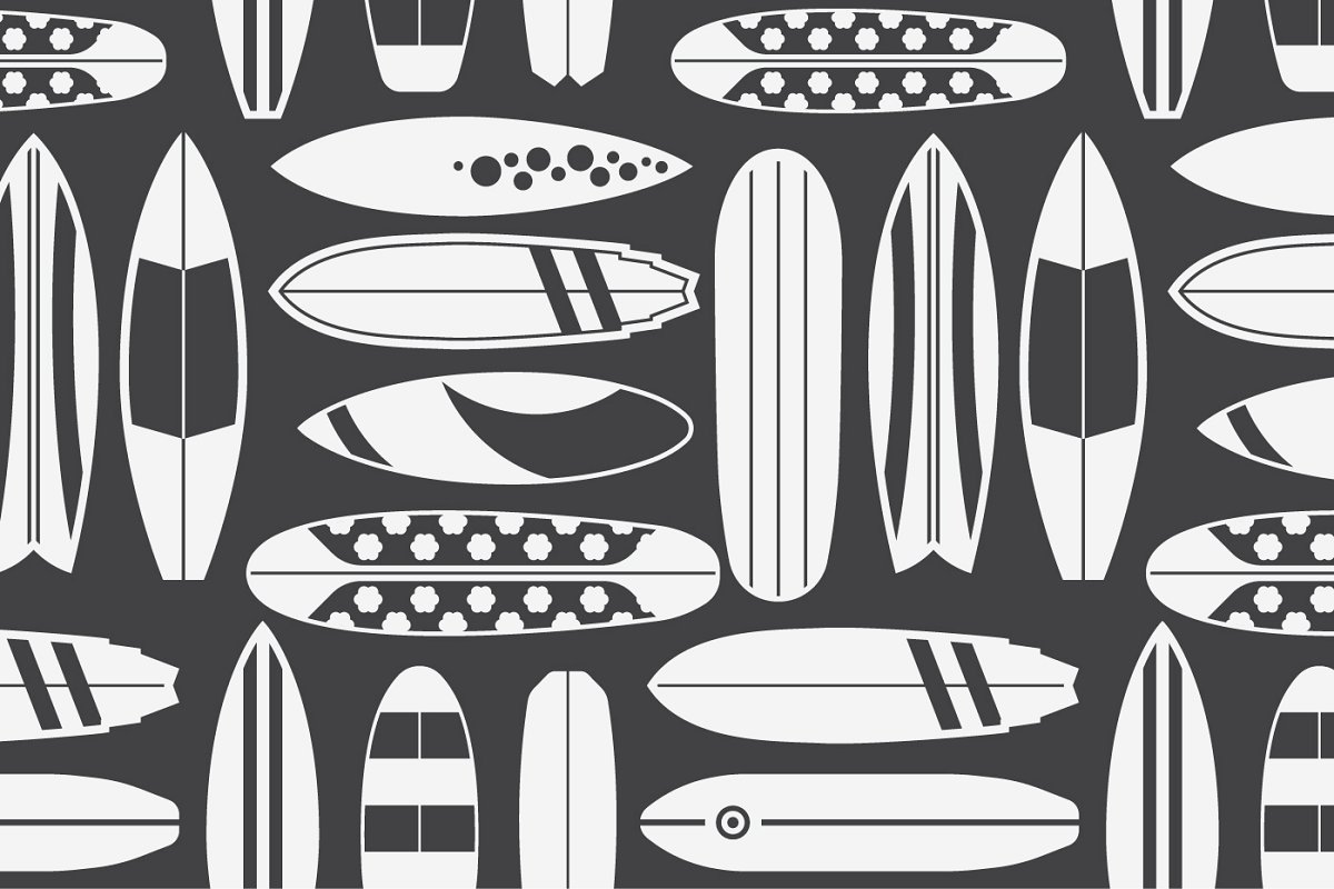 Retro Surfboard Pattern Set (EPS, JPG, AI)