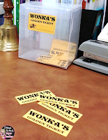 A Golden Ticket Freebie PLUS Ideas for Wonka Week integrating Wonka and candy fun into instruction. Great for any time you need to mix up your classroom management!