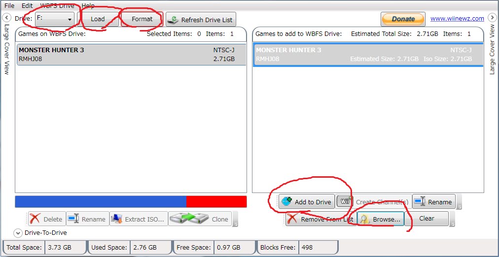 wii 外付けhddからwiiのゲームのバックアップを起動できるようにインストールするWBFS Manager紹介