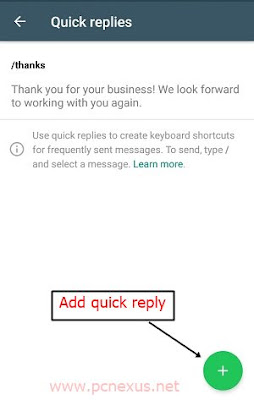 whatsapp business quick replies