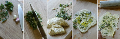 Zubereitung Pizzabrot mit Kräutern und Knoblauch Zubereitung Pizzabrot mit Kräutern und Knoblauch