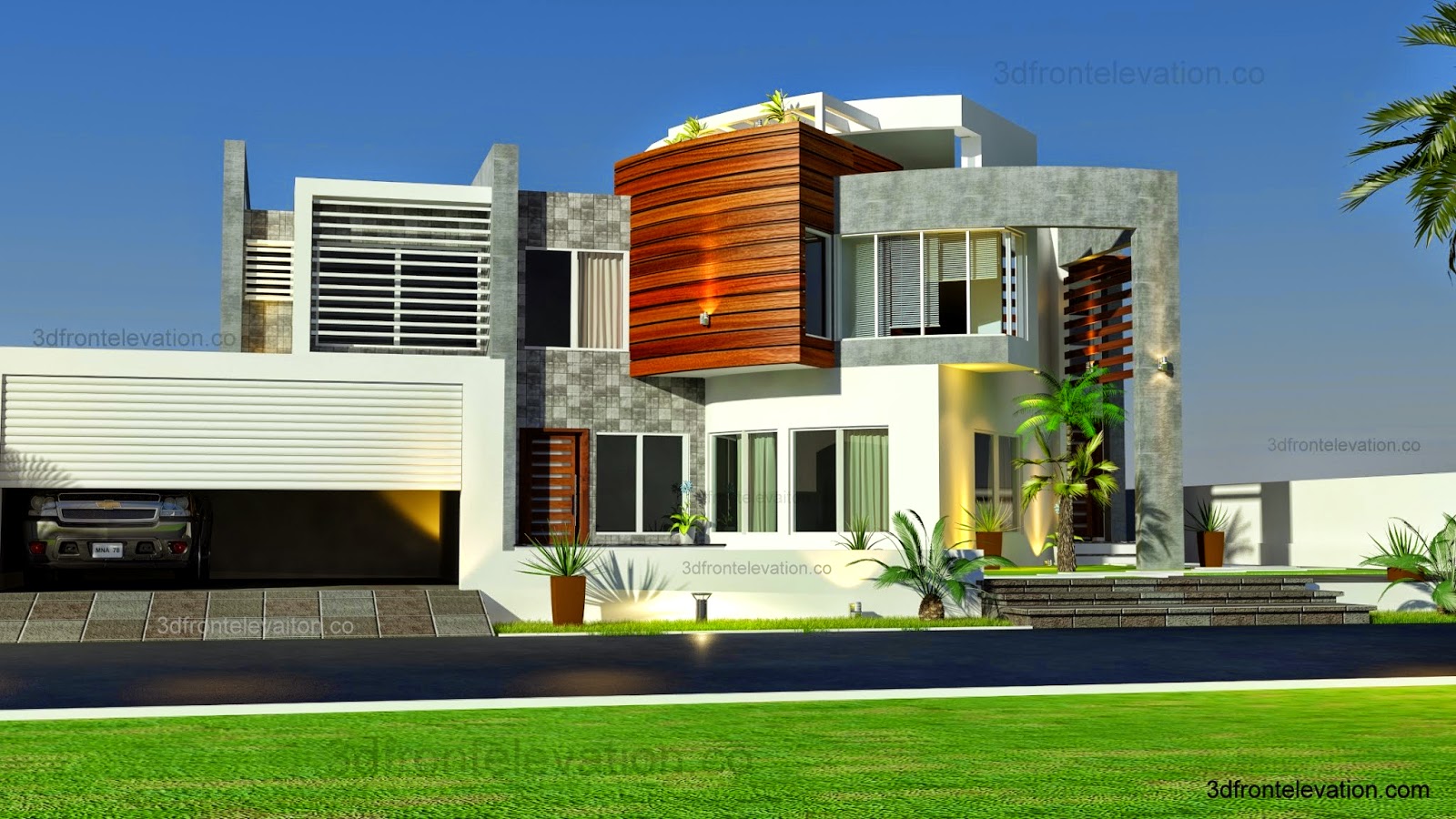 3D Front Elevationcom Oman Modern Contemporary Villa 3D Front