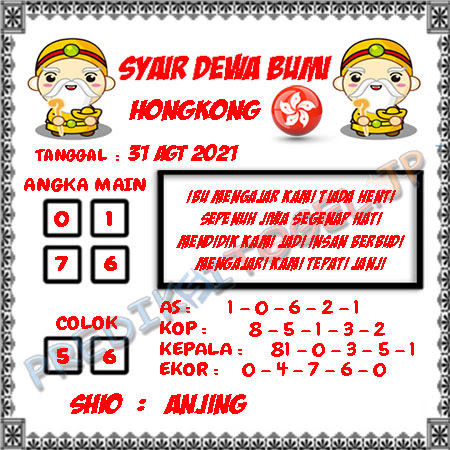 Syair Dewa Bumi Hongkong Hari Ini 31-08-2021