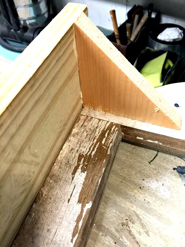 wooden shelf brackets to hold a shelf on a chippy window. 