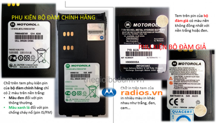 Hướng dẫn phân biệt máy bộ đàm Motorola chính hãng qua tem nhãn trên phụ kiện