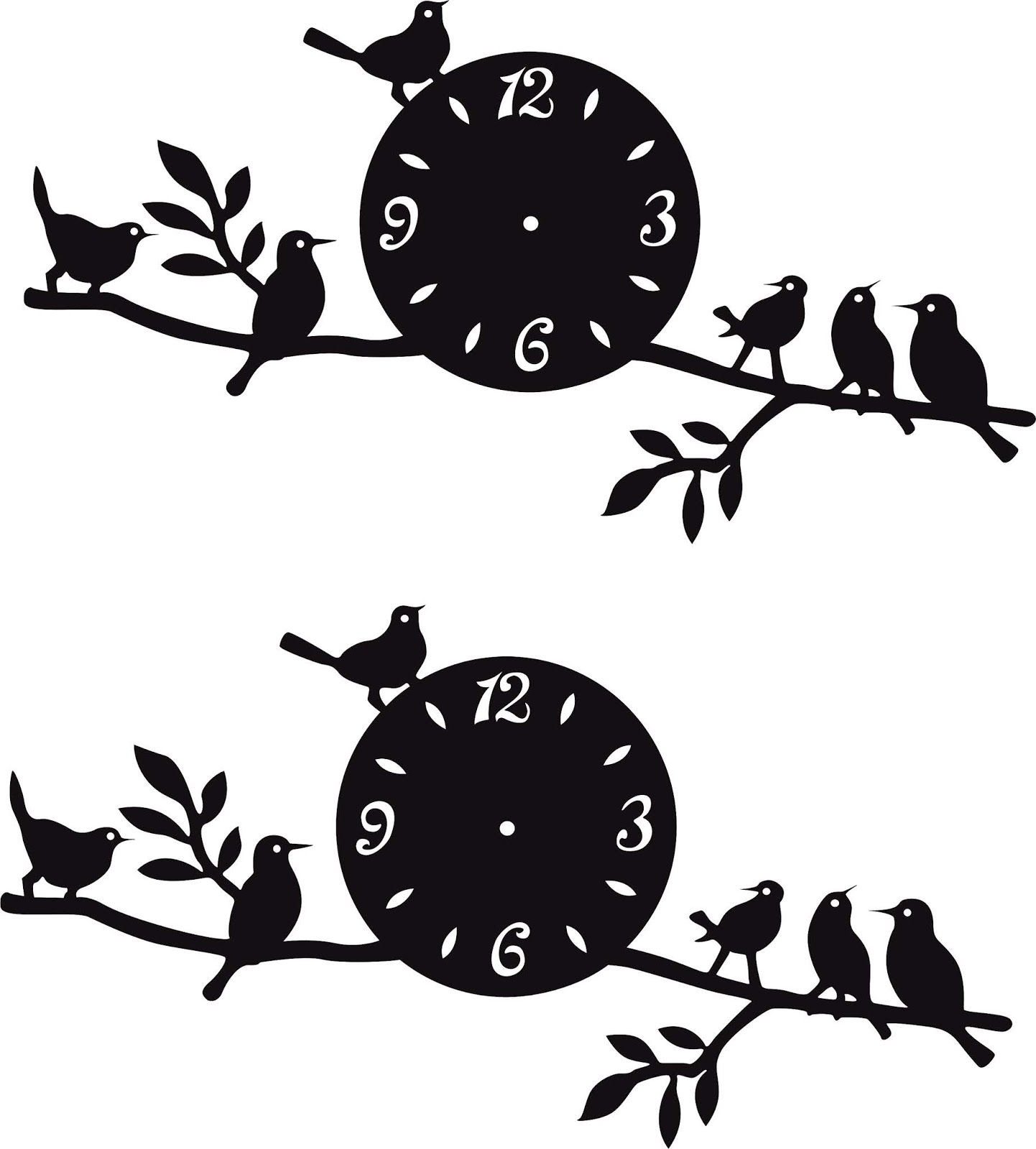 Wall Clock Birds Design 2019 DXF SVG Vector Free Download