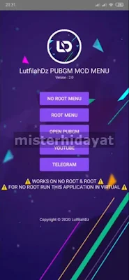 Apk Mod Menu PUBG Mobile LutfilahDZ| VIP Full Fitur, No Banned, Support Root/Non Root