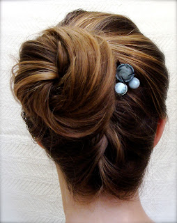 blueberry and gray sky colored button bobby pins 