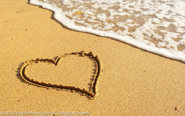 Heart on sand beach