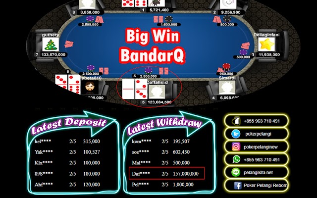 Big Win Terindah Di Permainan BandarQ Poker Pelangi